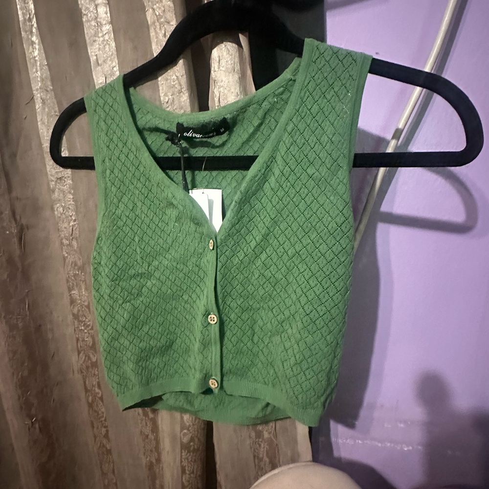 Green Sleeveless Knit Tank Top Size Medium
